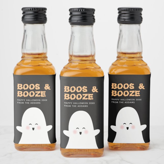 Boos & Boozed Halloween Niedlich Ghost Mini Alkoho Alkoholflaschenetikett (Flaschen)