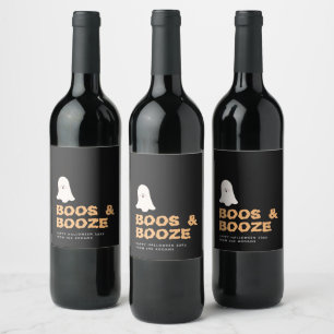 Boos & Boozed Halloween Niedlich Ghost Wine Label Weinetikett