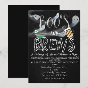 Boo's & Brews Halloween-Kostenüme-Party-Einladunge Einladung
