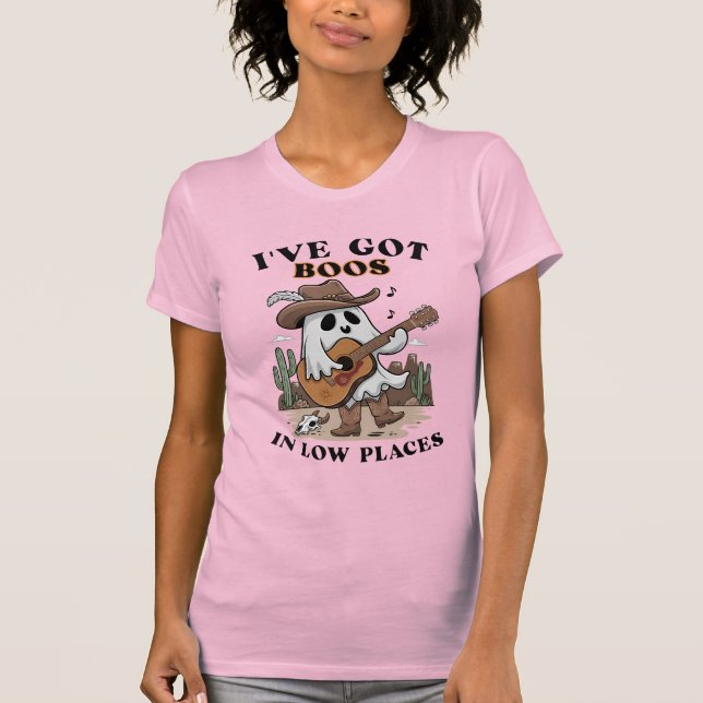 Boos Cowboy Ghost Playing Gitarre Halloween T-Shirt (Vorderseite)