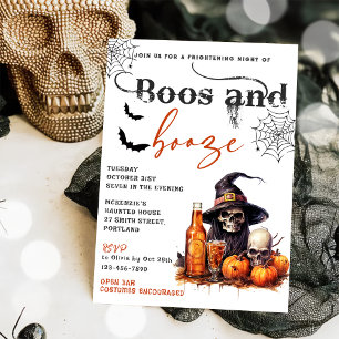 Boos Et Booze Invitation De La Fête D'Halloween