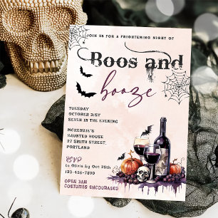 Boos Et Booze Invitation De La Fête D'Halloween