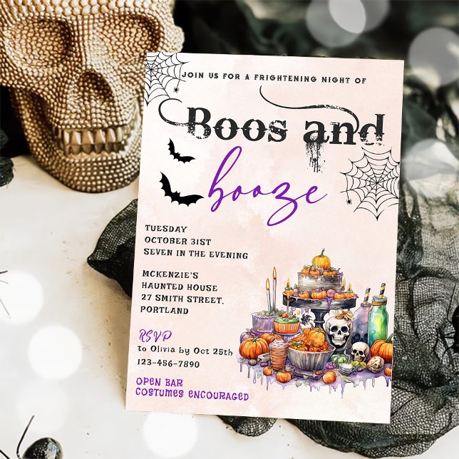 Boos Et Booze Invitation De La Fête D'Halloween (Créateur téléchargé)