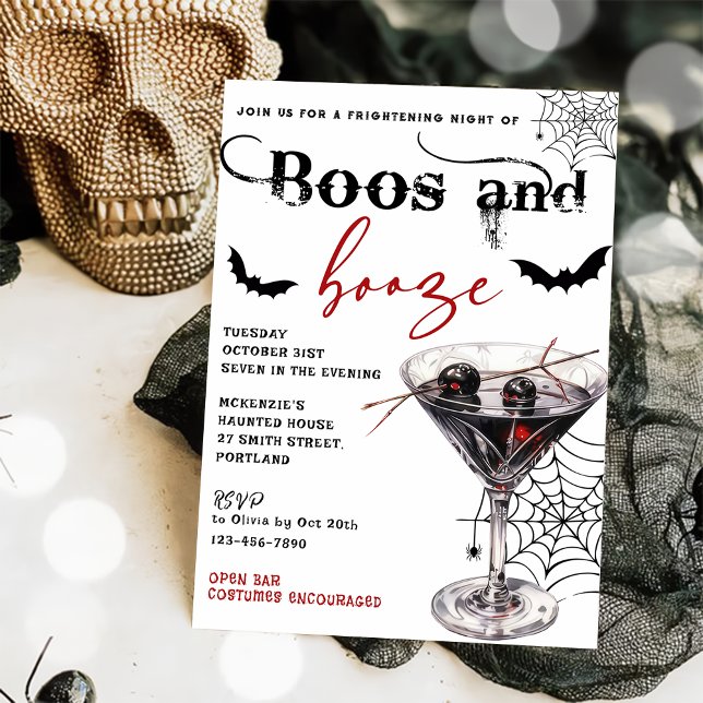 Boos Et Booze Invitation De La Fête D'Halloween (Créateur téléchargé)