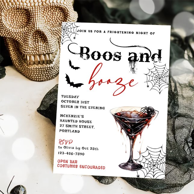 Boos Et Booze Invitation De La Fête D'Halloween (Créateur téléchargé)