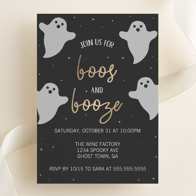 Boos et Booze Invitation de la fête d'Halloween (Créateur téléchargé)