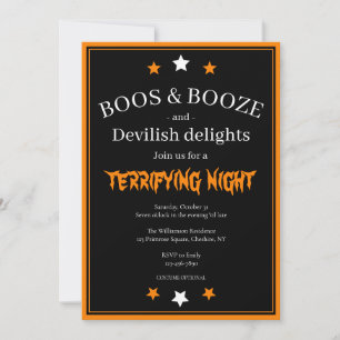 Boos et Booze Invitation de la fête d'Halloween