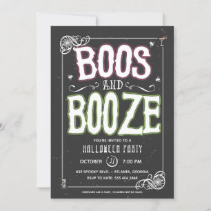 Boos et Booze Invitation de la fête d'Halloween