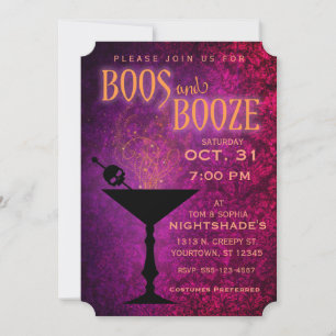 Boos et Booze Invitation de la fête d'Halloween