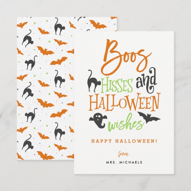 Boos Hisses und Halloween Wish Cards Einladung (Vorne/Hinten)