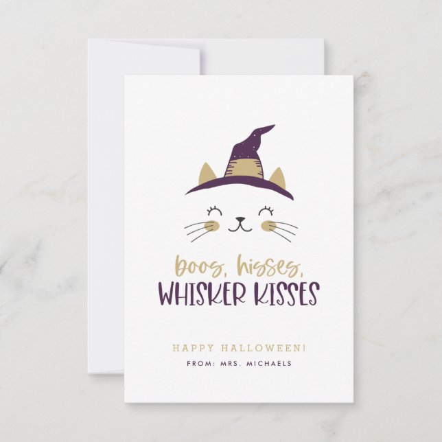 Boos, Hisses, Whisker Kisses Halloween Karten (Vorderseite)