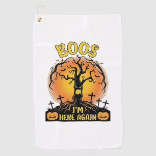 Boos ich bin wieder da Halloween Gruseliger Baum K Golfhandtuch