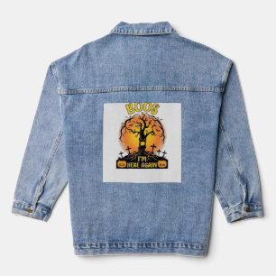Boos ich bin wieder da Halloween Gruseliger Baum K Jeansjacke