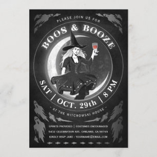 Boos-u. Schnaps-Halloween-Einladungen   schwarz u. Einladung