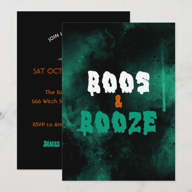Boos und Boos Adult Halloween-Party Einladung (Vorne/Hinten)