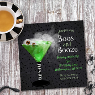 Boos und Booze Adulf Halloween Cocktail Party Einladung