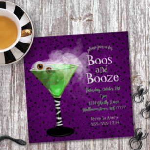 Boos und Booze Adulf Halloween Cocktail Party Einladung