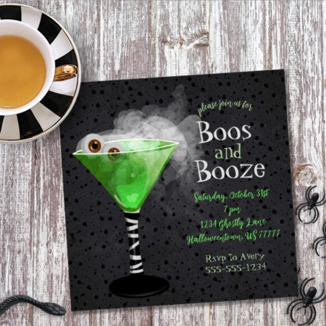 Boos und Booze Adulf Halloween Cocktail Party Einladung (Von Creator hochgeladen)
