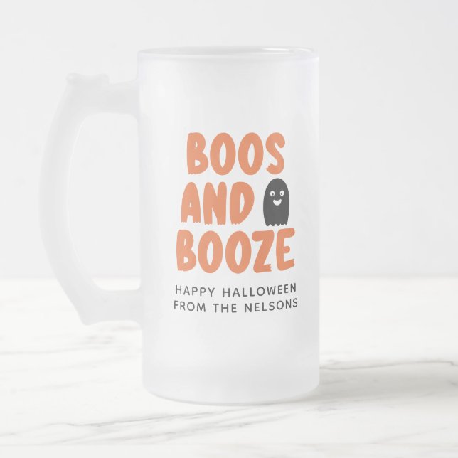 Boos und Booze Adult Halloween Niedlich Ghost Mattglas Bierglas (Links)