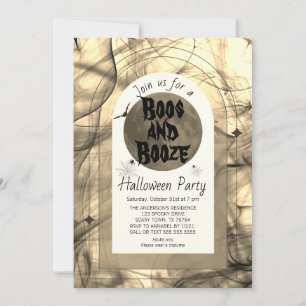Boos und Booze Beängstigendes Vintages Halloween-P Einladung
