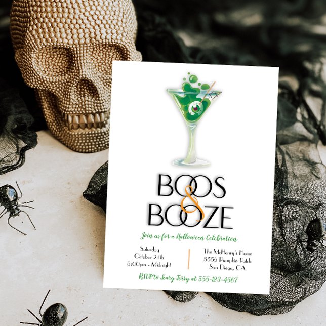 Boos und Booze Cocktail Modernes Halloween-Party I Einladung (Von Creator hochgeladen)