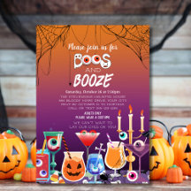 Boos und Booze Eyeballs Halloween-Party Einladung