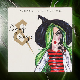 Boos und Booze Halloween Hexe Party Einladung