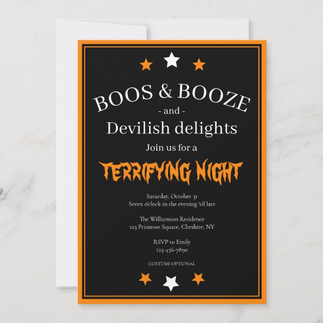Boos und Booze Halloween-Party Einladung (Vorderseite)