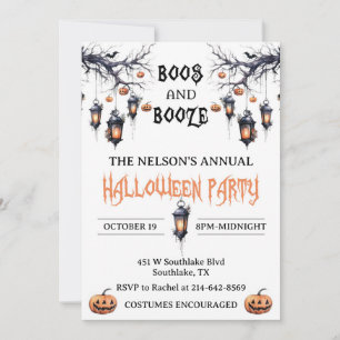 Boos und Booze Halloween-Party Einladung