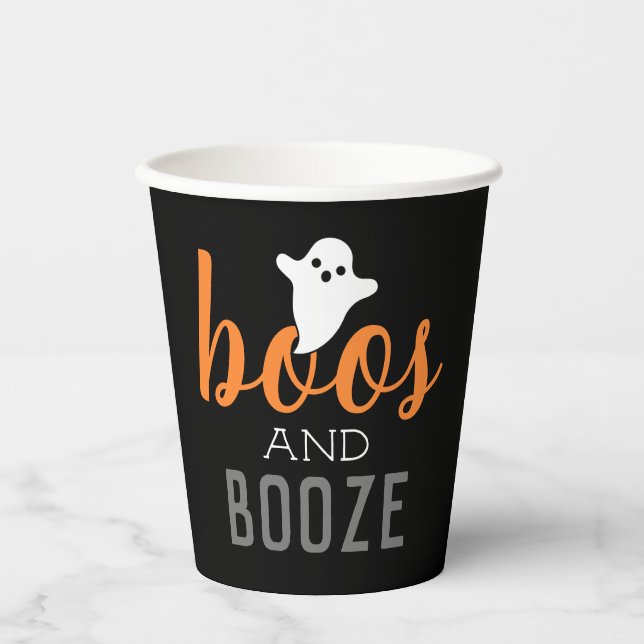 Boos und Booze-Halloween-Party Pappbecher (Vorderseite)