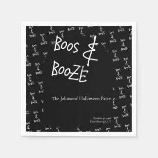 Boos und Booze Halloween-Party Schwarzweiß Serviette