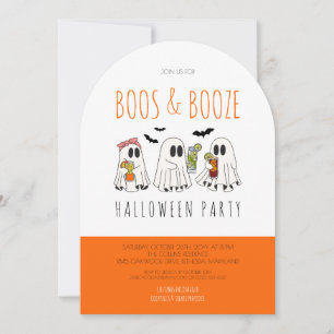 Boos und Booze Quote Ghost Adult Halloween-Party Einladung