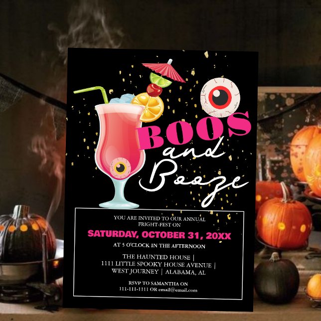 Boos und Booze spukhafte Erwachsene Halloween-Part Einladung (Von Creator hochgeladen)