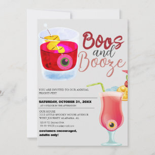Boos und Booze Vintage Halloween-Kostenüm-Party Einladung