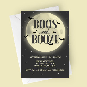 Boos und Booze Vollmond Halloween-Party Einladung