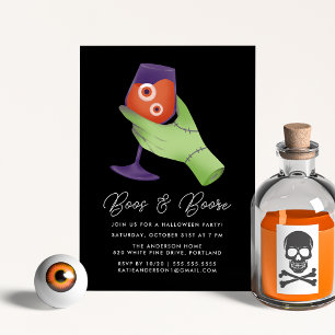 Boos und Booze Zombie Halloween Cocktailparty Einladung