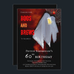 Boos und Brews Ghost Halloween 60. Geburtstagspart Einladung<br><div class="desc">"Boos and Brews" Geist mit einem Bierstein 60. Geburtstagsparty Design. Composite Design von Holiday Hearts Designs.</div>