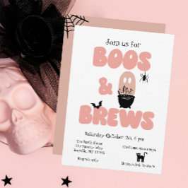 Boos und Brews Niedliche Frauen Halloween Einladung