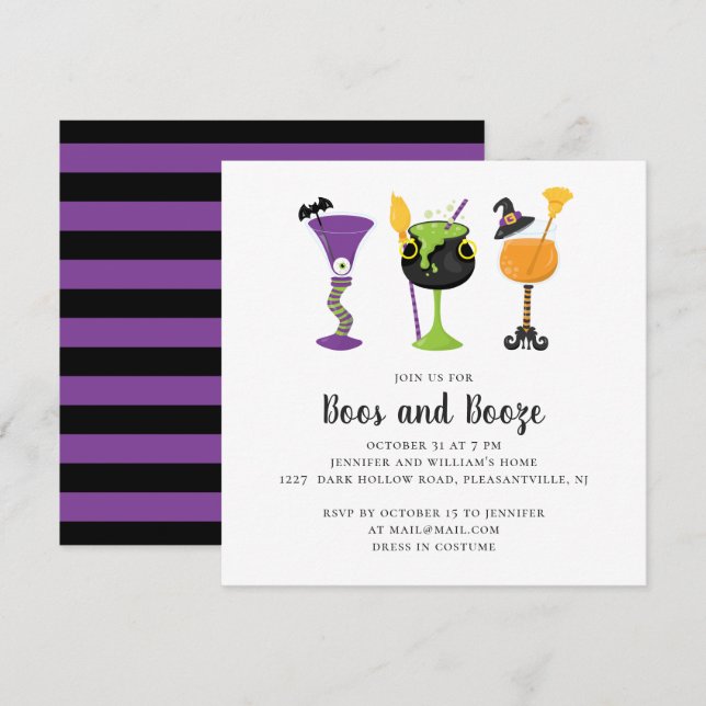 Boos und Schnaps. Halloween-Kostümcocktails Party Einladung (Vorne/Hinten)