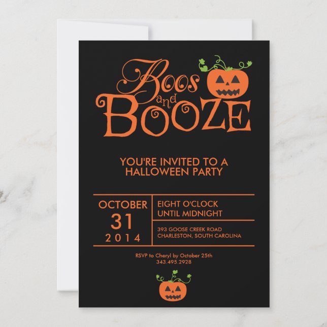 Boos-und Schnaps-Halloween-Party-Einladung Einladung (Rückseite)