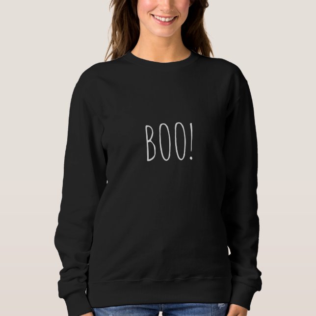 Booschwarze Typografie lustig niedliches Halloween Sweatshirt (Vorderseite)