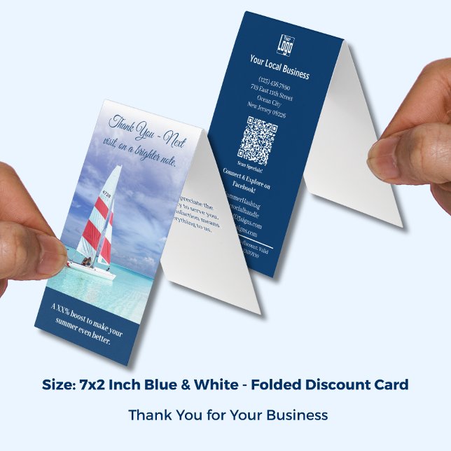 Boost été - Carte rabais pliée Merci (Summer Boost - Folded Thank You Discount Card; Size7x2 or Folded 3.5x2 Inch)