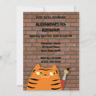 Boost the Cat , Niedlicher Cartoon Tiger Kindergeb Einladung