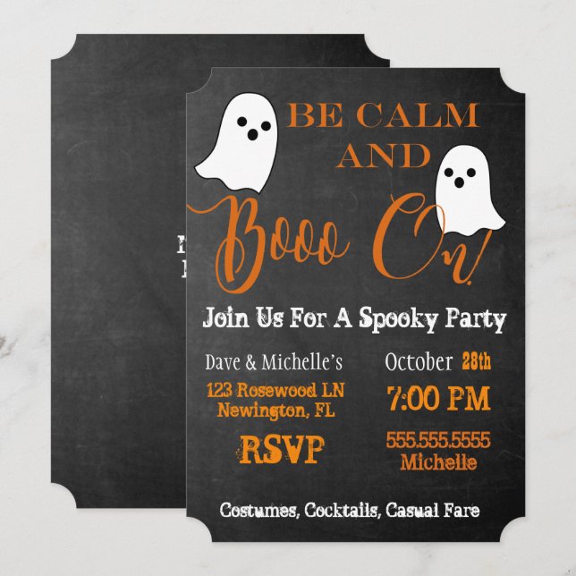 Boost und Boos Halloween Bootfahren auf Cocktail-P Einladung (Vorne/Hinten)