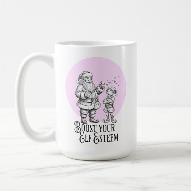 Boost your elf esteem funny santa elf pun mug kaffeetasse (Links)