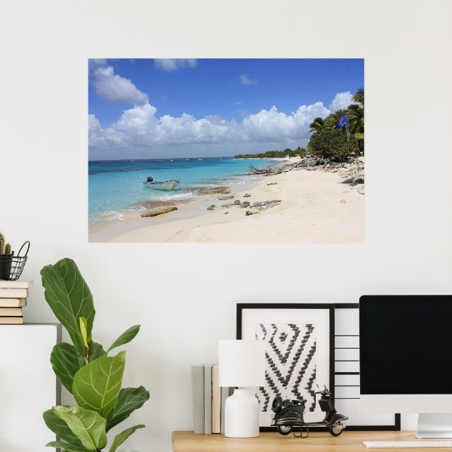 Boot am Strand Poster (Heimbüro)