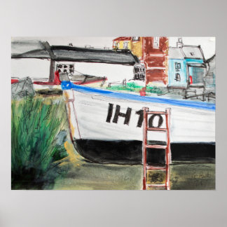 Boot am Strand von Aldeburgh Coastal Poster
