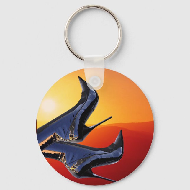 Boot Art mit farbenfroher Hintergrundfarbe Schlüsselanhänger (Vorderseite)