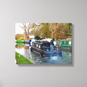 Boot auf dem Newbury Kanal Leinwanddruck