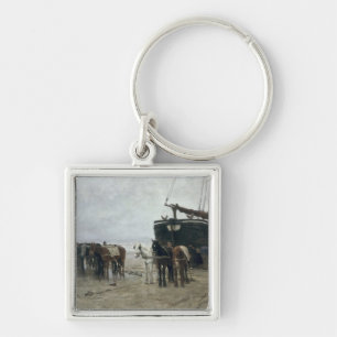Boot auf dem Strand in Scheveningen, 1876 Schlüsselanhänger